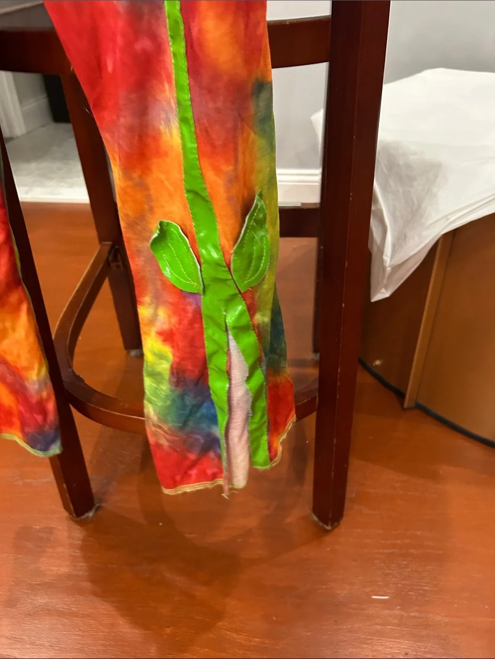 Kids Rainbow Tie-Dye Leggings with Lime Trim - Costume